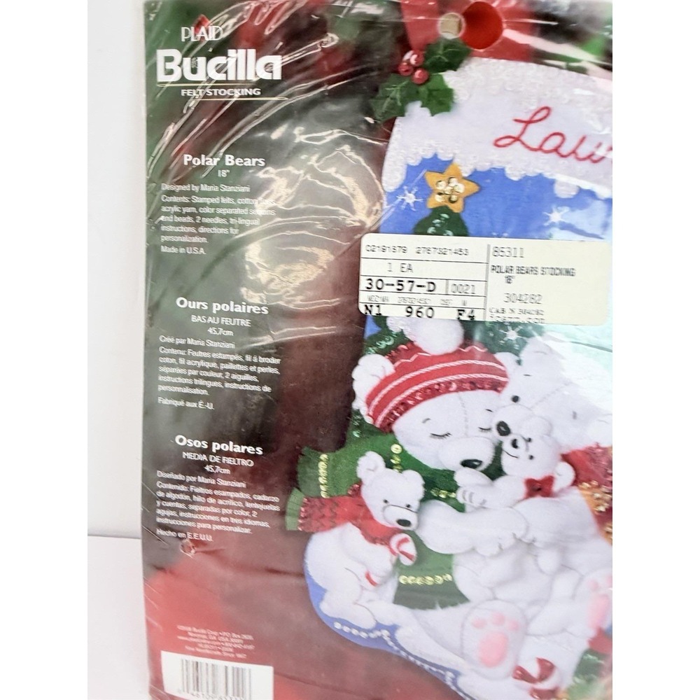 Bucilla Felt Stocking Kit Polar Bears 18 Inch Christmas Craft Kit 85311 New - Picture 2 of 4